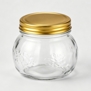 300ml Round Glass Food Storage Jar with Gold Metal Lid Clear Honey Jam Candy Container for Kitchen Packaging