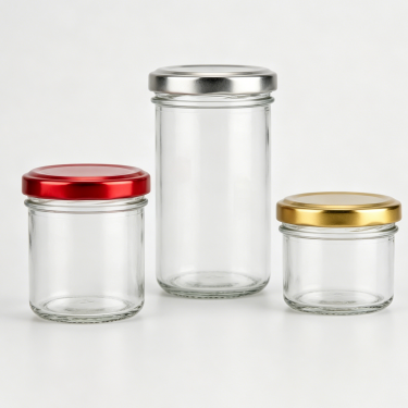 80ml 100ml 150ml 200ml Round Glass Food Jar Clear Glass Storage Container With Metal Lid For Food Packaging