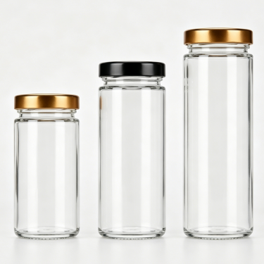 Premium Clear Glass Food Storage Jar with Metal Screw Lid for Coffee Tea Candy Snacks Dry Food Kitchen Packaging