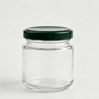 Round Clear Glass Food Jar with Metal Screw Lid Wide Mouth Storage Container for Honey Jam Sauce Pickles and Dry Foods
