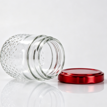 40ml 75ml 100ml Mini Glass Food Jar Clear Glass Storage Container With Red Metal Lid For Jam Honey Packaging