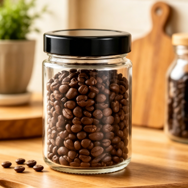 Premium Clear Glass Food Storage Jar With Black Lid Wide Mouth Kitchen Container For Snacks Candy And Dry Goods