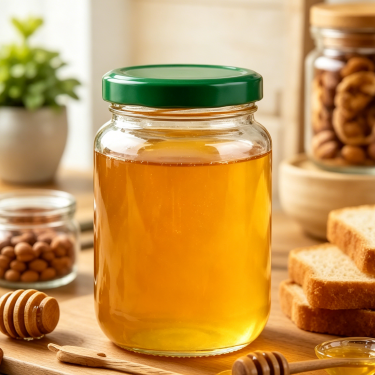 550ml Clear Glass Food Storage Jar With Green Twist Lid Kitchen Container For Honey Jam Snacks And Dry Foods