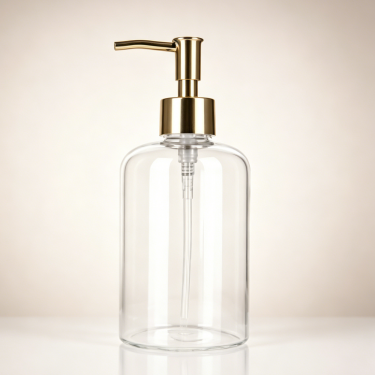 Premium Clear Glass Hand Soap Dispenser Bottle Refillable Gold Pump Lotion Container Bathroom Kitchen Countertop Decor