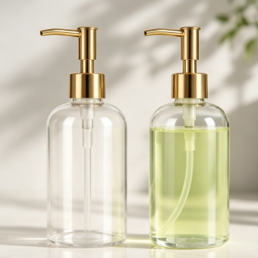 Premium Clear Glass Hand Soap Dispenser Bottle Refillable Gold Pump Lotion Container Bathroom Kitchen Countertop Decor
