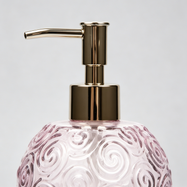 Pink Spiral Glass Hand Soap Dispenser 450ml Bathroom Lotion Pump Bottle