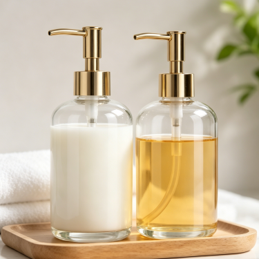 Premium Clear Glass Hand Soap Dispenser Bottle Refillable Gold Pump Lotion Container Bathroom Kitchen Countertop Decor