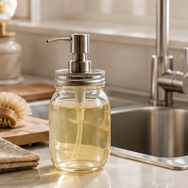 500ml Clear Glass Mason Hand Soap Dispenser Bottle Refillable Bathroom Kitchen Lotion Pump Bottle with Stainless Steel Pump