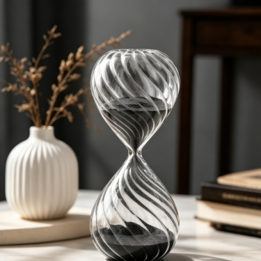 Modern Decorative Glass Hourglass Sculpture Twisted Sand Timer Ornament Artistic Desktop Decoration Home Office Display