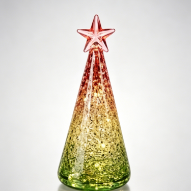 Handcrafted Glass LED Christmas Tree Light Decorative Table Lamp Holiday Home Decoration Ambient Night Light Ornament