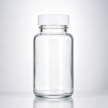 Clear Glass Medicine Bottle Pharmaceutical Storage Jar with Screw Cap for Capsules Vitamins and Healthcare Packaging