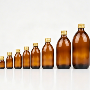 Amber Glass Medicine Bottle Pharmaceutical Syrup Bottle with Screw Cap for Oral Liquid Healthcare and Medical Packaging