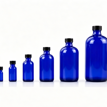 Cobalt Blue Glass Medicine Bottle Pharmaceutical Oral Liquid Bottle with Screw Cap for Healthcare Packaging