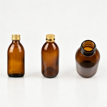 Amber Glass Medicine Bottle Pharmaceutical Syrup Bottle with Screw Cap for Oral Liquid Healthcare and Medical Packaging