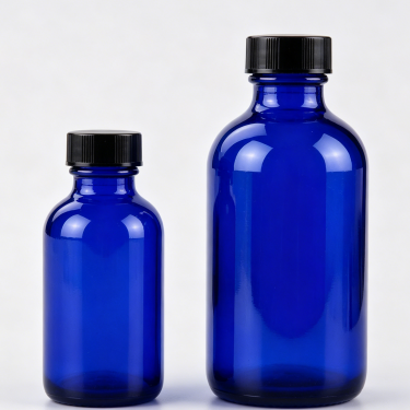 Cobalt Blue Glass Medicine Bottle Pharmaceutical Oral Liquid Bottle with Screw Cap for Healthcare Packaging