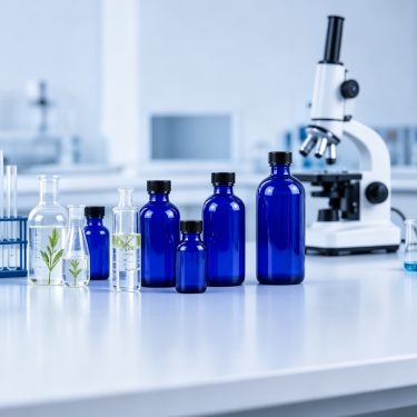 Cobalt Blue Glass Medicine Bottle Pharmaceutical Oral Liquid Bottle with Screw Cap for Healthcare Packaging