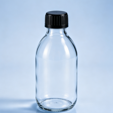 Clear Glass Medicine Bottle with Black Screw Cap Empty Pharmaceutical Storage Container for Laboratory Chemical Essential Oil Packaging