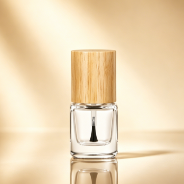 Mini Glass Nail Polish Bottle Clear Cosmetic Container with Wooden Cap Refillable Nail Lacquer Packaging