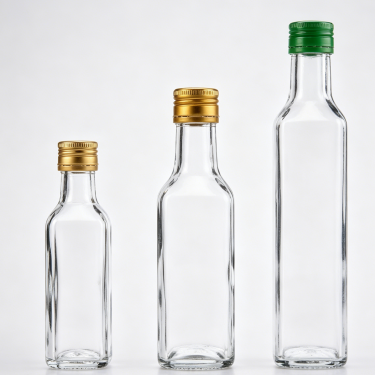 Premium Clear Glass Olive Oil Bottle Food Grade Vinegar Sauce Packaging Container Refillable Kitchen Storage Bottle