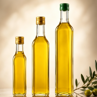 Premium Clear Glass Olive Oil Bottle Food Grade Vinegar Sauce Packaging Container Refillable Kitchen Storage Bottle