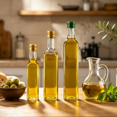 Premium Clear Glass Olive Oil Bottle Food Grade Vinegar Sauce Packaging Container Refillable Kitchen Storage Bottle