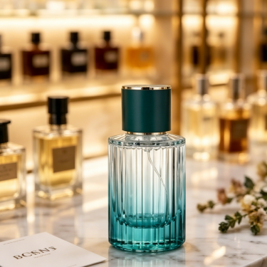 Vintage Ribbed Glass Perfume Bottle Luxury Refillable Fragrance Container Elegant Round Cosmetic Packaging