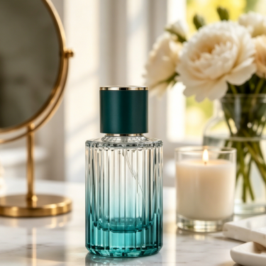 Vintage Ribbed Glass Perfume Bottle Luxury Refillable Fragrance Container Elegant Round Cosmetic Packaging