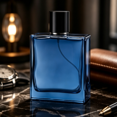 Blue Square Glass Perfume Bottle Refillable Fragrance Container Thick Bottom Elegant Custom Packaging for Men and Women