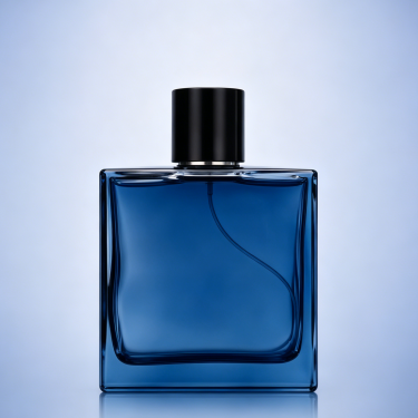 Blue Square Glass Perfume Bottle Refillable Fragrance Container Thick Bottom Elegant Custom Packaging for Men and Women