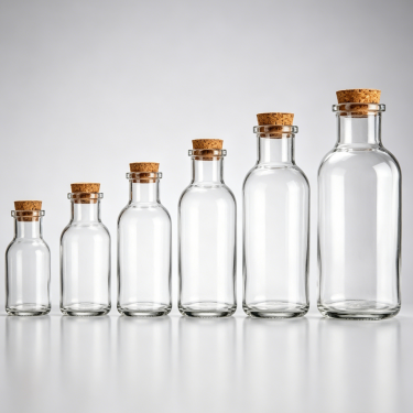 Clear Glass Reagent Bottle Cork Stopper Laboratory Chemical Storage Container Sample Preservation Bottle Multiple Capacities Available