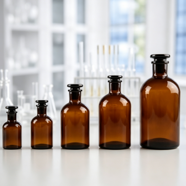 Amber Glass Reagent Bottle with Ground Glass Stopper Laboratory Chemical Storage Bottle for Pharmaceutical Scientific and Industrial Use