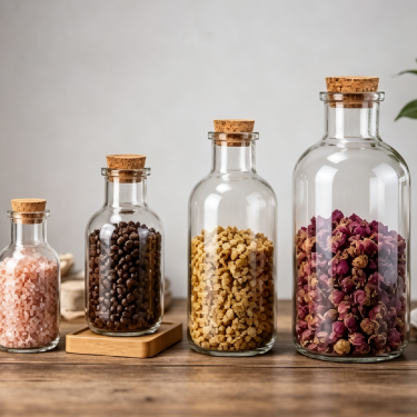 Clear Glass Reagent Bottle Cork Stopper Laboratory Chemical Storage Container Sample Preservation Bottle Multiple Capacities Available