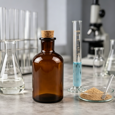 Amber Glass Reagent Bottle with Cork Stopper Chemical Storage Bottle for Laboratory Pharmaceutical and Scientific Applications
