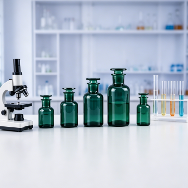 Green Glass Reagent Bottle Laboratory Chemical Storage Bottle with Ground Glass Stopper for Scientific Applications