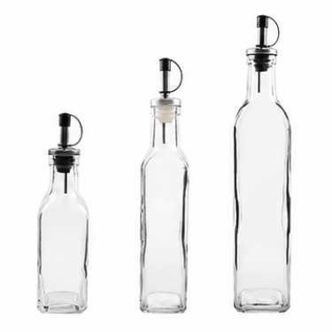 Premium Glass Seasoning Bottle with Pour Spout for Olive Oil Vinegar Soy Sauce Kitchen and Restaurant Use