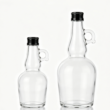 Clear Glass Seasoning Bottle with Handle for Olive Oil Vinegar Syrup Dressing and Gourmet Food Packaging