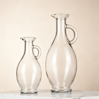 Premium Clear Glass Seasoning Bottle with Handle Elegant Vinegar Oil Dispenser Refillable Kitchen Table Serving Container