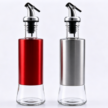 Leakproof Glass Seasoning Bottle with Stainless Steel Pour Spout for Oil Vinegar Soy Sauce and Liquid Condiments