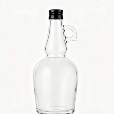 Clear Glass Seasoning Bottle with Handle for Olive Oil Vinegar Syrup Dressing and Gourmet Food Packaging