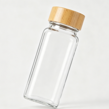 Premium Glass Seasoning Bottle with Wooden Lid Spice Storage Container Kitchen Salt Pepper Herb Seasoning Packaging Jar