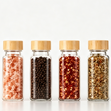 Premium Glass Seasoning Bottle with Wooden Lid Spice Storage Container Kitchen Salt Pepper Herb Seasoning Packaging Jar