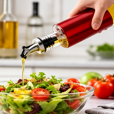 Leakproof Glass Seasoning Bottle with Stainless Steel Pour Spout for Oil Vinegar Soy Sauce and Liquid Condiments