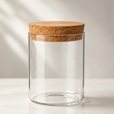 Premium Clear Glass Storage Jar with Natural Cork Lid Airtight Food Container Kitchen Pantry Organizer Dry Goods Canister