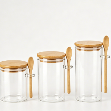 Premium Borosilicate Glass Storage Jar with Bamboo Lid Airtight Food Container Kitchen Pantry Organizer Coffee Tea Candy Storage
