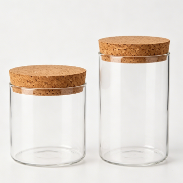 Premium Clear Glass Storage Jar with Natural Cork Lid Airtight Food Container Kitchen Pantry Organizer Dry Goods Canister