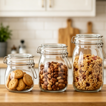 Clear Glass Storage Jar with Wire Bail Lid Large Capacity Food Container Pantry Organizer Cookie Candy Storage Canister