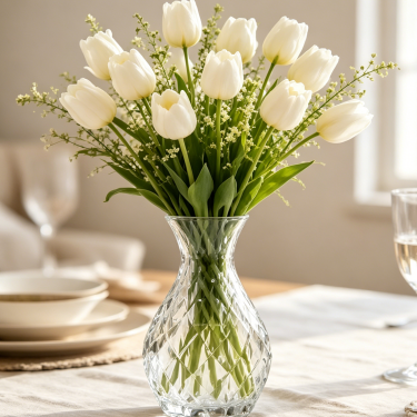 Elegant Embossed Glass Vase Clear Decorative Flower Vase Vintage Bud Vase for Home Wedding Table Centerpiece Display