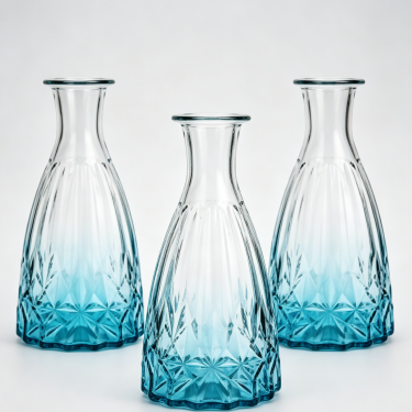 Elegant Blue Gradient Glass Vase Decorative Flower Vase Tall Floral Container for Home Wedding Table Centerpiece Display