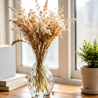 Elegant Embossed Glass Vase Clear Decorative Flower Vase Vintage Bud Vase for Home Wedding Table Centerpiece Display