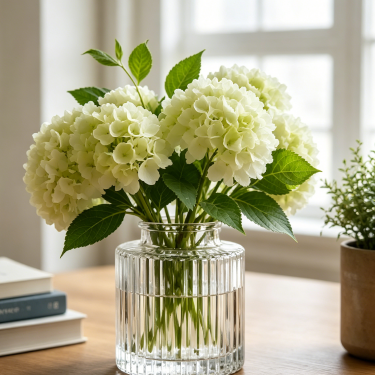 Modern Ribbed Glass Vase Clear Decorative Flower Vase Compact Tabletop Floral Container for Home Wedding Office Decoration